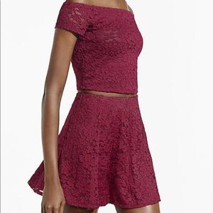 Express Burgundy Lace Skirt